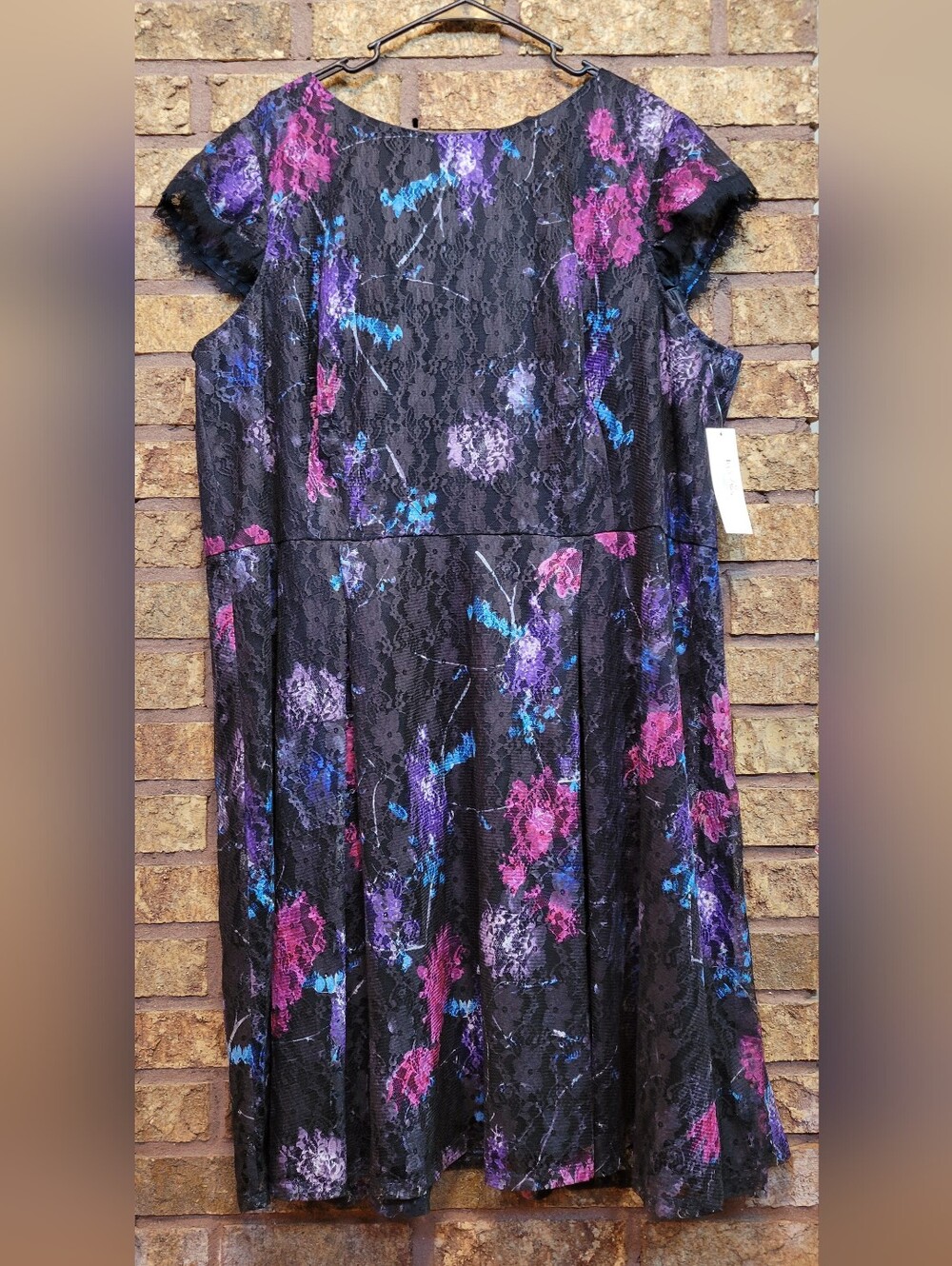 Ivy & Blu Black Floral Lace Fit & Flare Midi Dress NWT Size 22W Plus